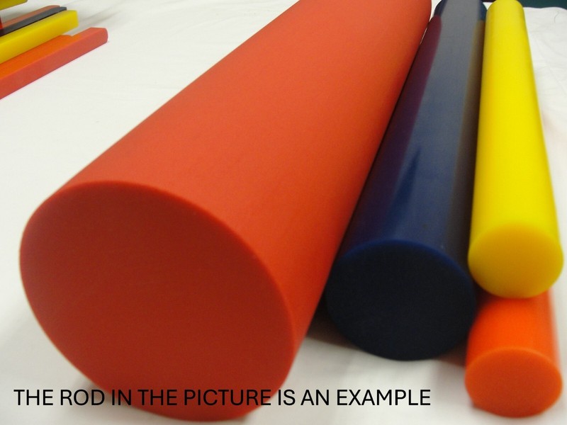 URETHANE/POLYURETHANE ROD 1 1/2″ X 36″, 70 DURO RED FROM MANUFACTURER ID 265
