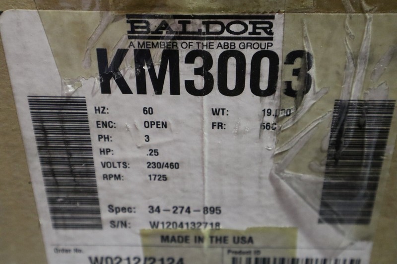 NEW OPEN BOX BALDOR KM3003 34-274-895 230/460V 1.3/.65A MOTOR STOCK S-73
