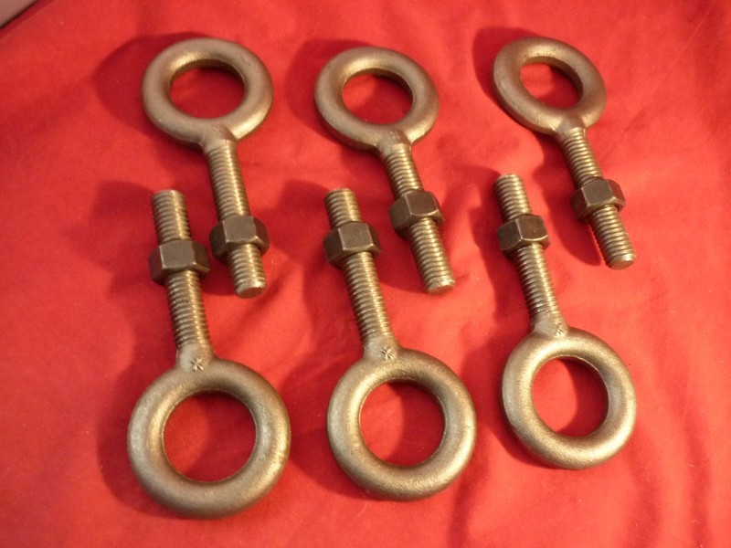 6 PIECES 1/2″ X 13 LIFTING EYE BOLTS WITH NUTS MADE IN USA