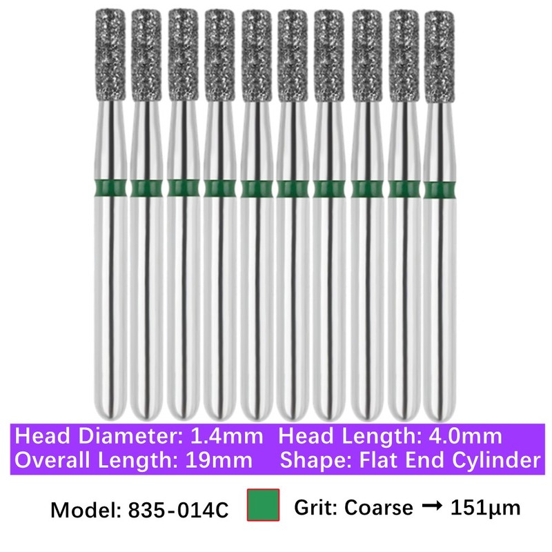 Vakker Dental Flat End Cylinder FG Diamond Bur 835-014C Coarse 10/pk
