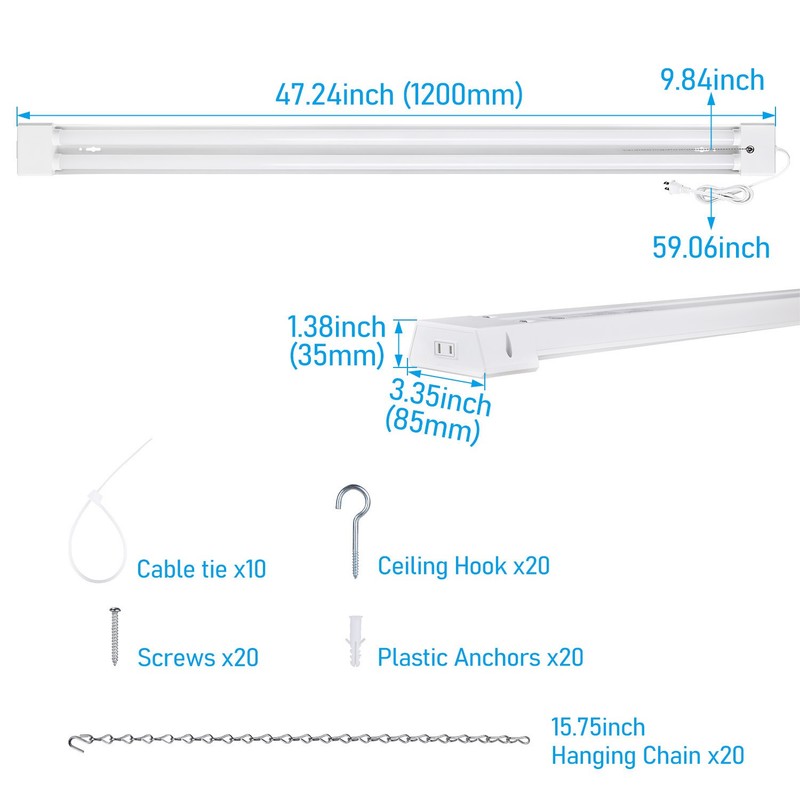 10 Pack Linkable LED Shop Light with Deep Reflector, 40W 5000K Daylight gallery