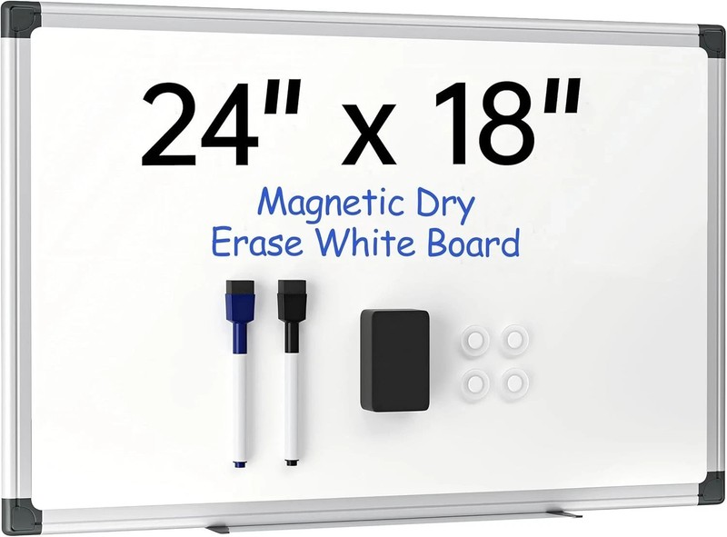 24″ x 18″ Magnetic Whiteboard for Wall Dry Erase Board with Silver Frame Hanging