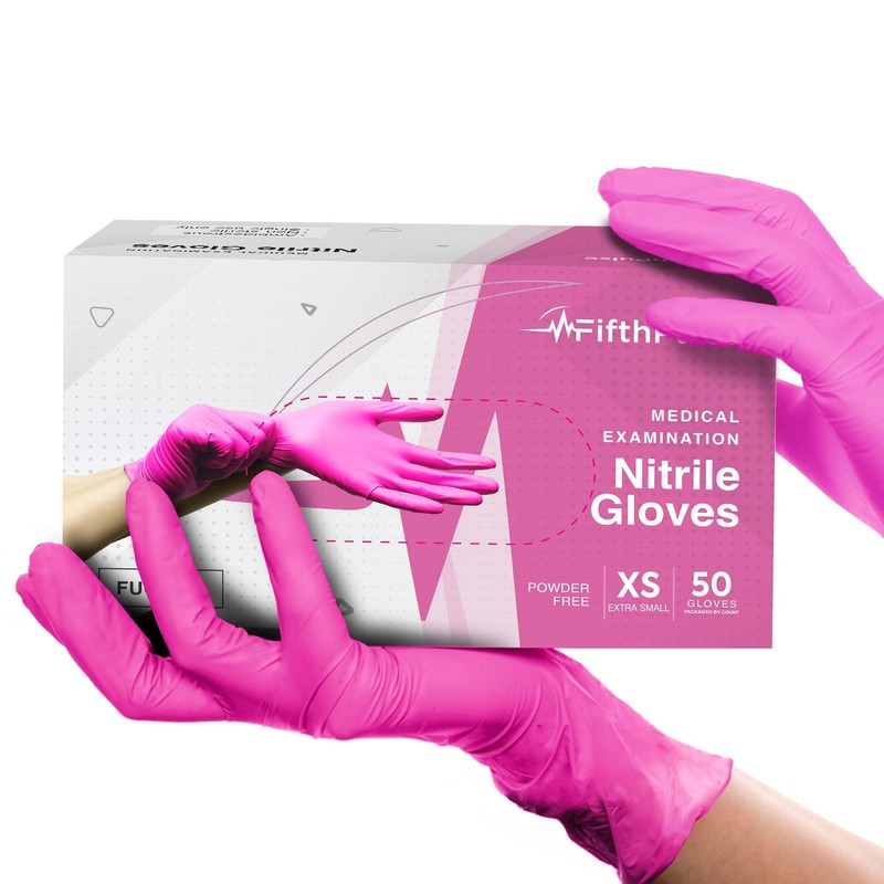 50Pk 3 Mil Pink Nitrile Disposable Gloves Powder Latex Free Medical Exam XSmall