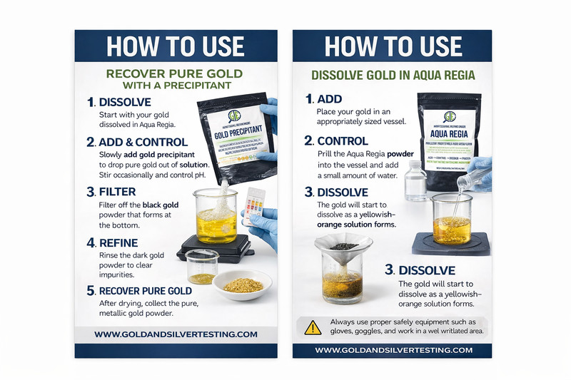 Gold Recovery Refining Kit Aqua Regia Urea Sodium Metabisulfite Stannous Test gallery
