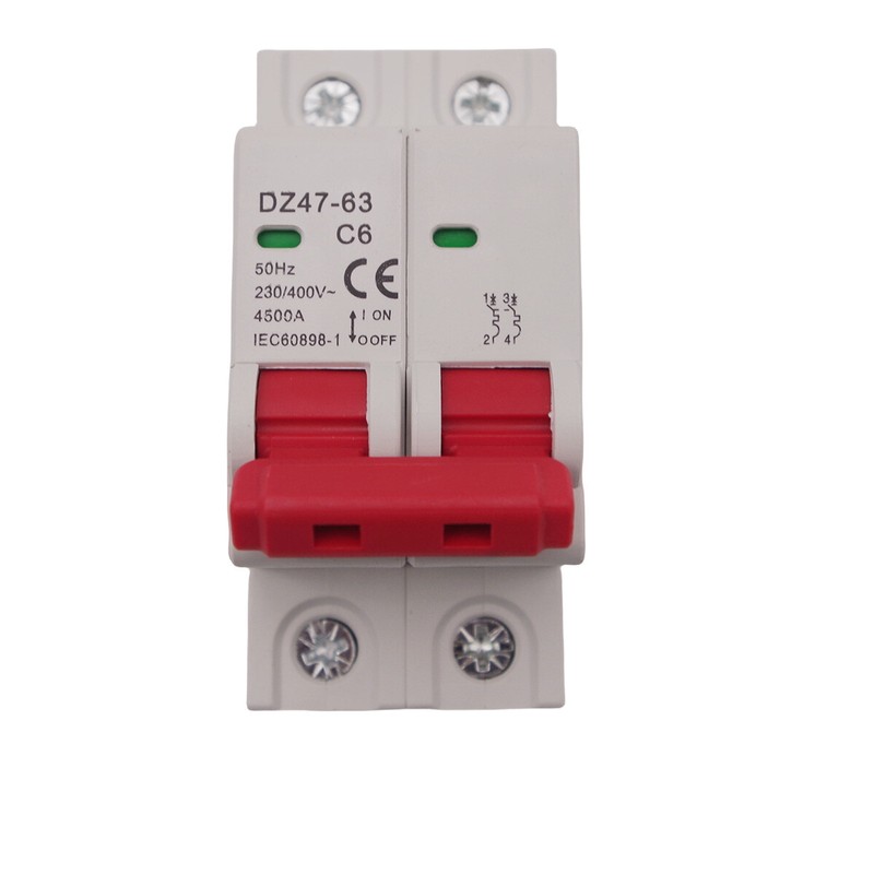 2P AC Mini Circuit Breaker AC MCB 2P 4.5kA 6/10/16/25/32/40/50/63A Din Rail