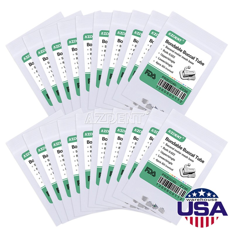 10-100X Dental Ortho Buccal Tube 2nd Molar MBT/Roth 022 Non-Convertible Bondable gallery