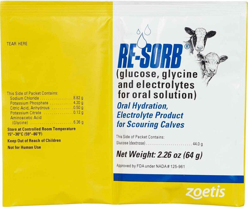 RE-SORB Oral Hydration Electrolyte for Scouring Calves 2.26 oz (64 g)Pkt.