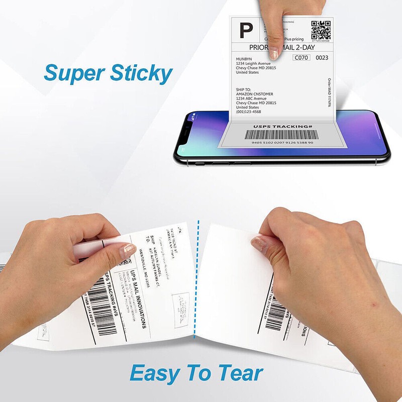 500x Fanfold Direct Thermal Shipping Labels for Zebra & Rollo Printers 4" x 6" gallery
