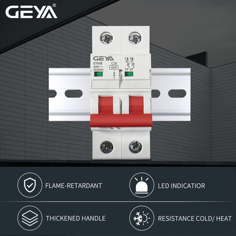 GEYA Mini Circuit Breaker AC MCB 2Pole 4.5kA 6/10/16/25/32/40/50/63Amp Din Rail gallery