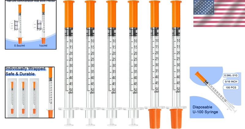 100-Pack 0.5ml 31G Syringes - Sterile Packaging gallery