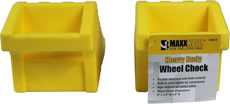 High Visibility Poly Foam Wheel Chock 2-Pack | 8" x 4" x 4" Lightweight Tire ... gallery