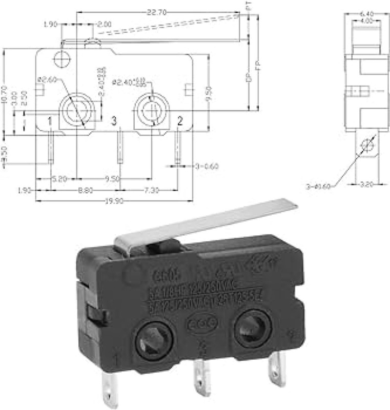 AC 250V 5A SPDT 1NO 1NC Short Straight Hinge Lever Mini Micro Switch gallery