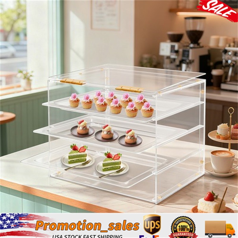 3 Tier Cookie Display Cabinet Acrylic Cake Showing Bakery Pastry Storage Case