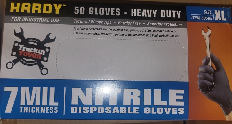 Hardy 68506 Nitrile Gloves 7 mil Strong | HEAVY DUTY | X LARGE | Box of 50