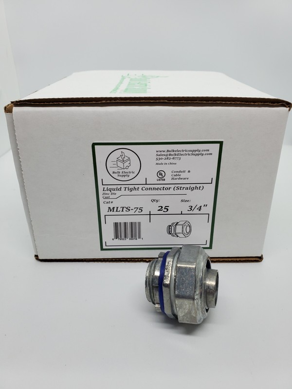 3/4" Metallic Liquid Tight Straight Connector ( 25 Pack). Zinc Die Cast gallery