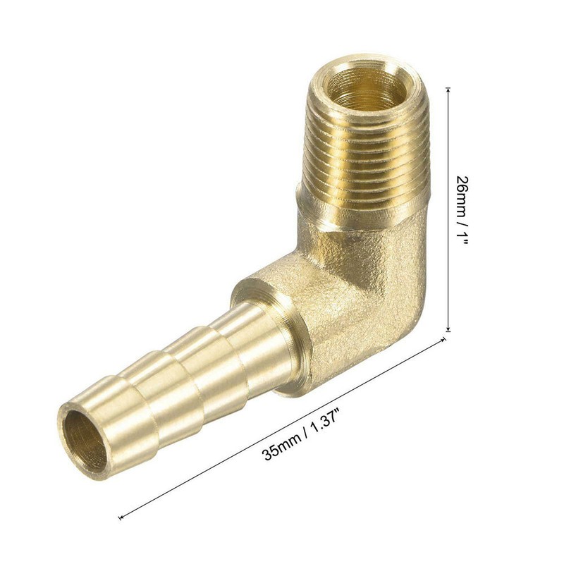 4PCS 90 Degree Elbow Brass Hose Barb Fitting -1/4 Barb to 1/8 Male NPT Adapter gallery