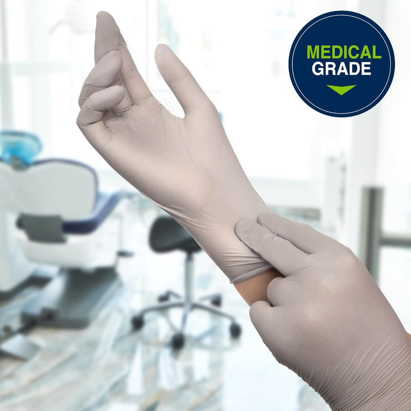 Sterling SG Nitrile Powder-Free Exam Gloves, 3.7 Mil, 9.5 Inches, Gray, Large, 4 gallery