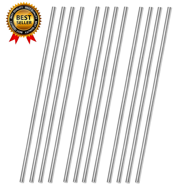 12 Pcs 304 Stainless Steel round Rod, 1/8” X 12” Metal Solid Shaft Rods Bar,Smoo