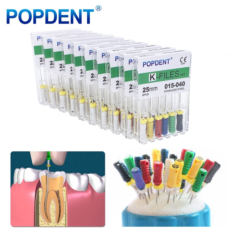 10 Packs Dental Endo Root Canal Files Hand Use K-Files Stainless Steel 21mm/25mm gallery