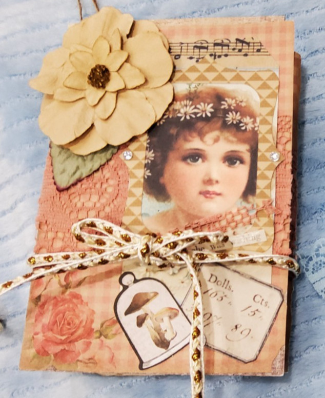 She Was Wishing Junk Journal Handmade Booklet Folio Vintage Pockets Ephemera