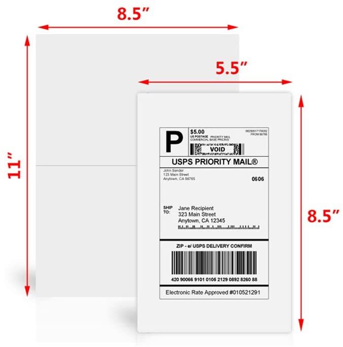 50-1000 Premium 8.5" X 5.5" Half Sheet Self Adhesive Shipping Labels 2 Per Sheet gallery