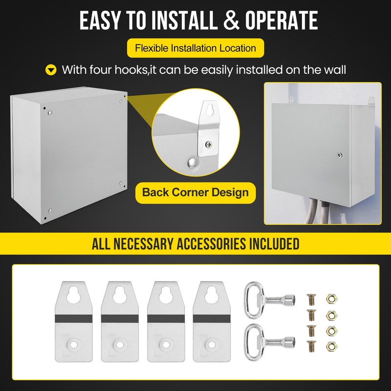 GARVEE Multi-Sizes IP66 Steel Electrical Enclosure Box w/ Lock & Waterproof Seal gallery