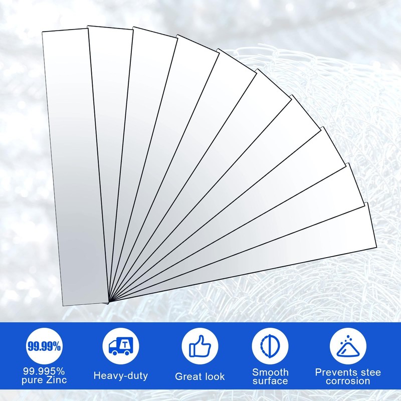 10 Pcs Pure Zinc Anode Sheet for Plating and Electroplating 0.04' 'x 1'' x 6'' gallery