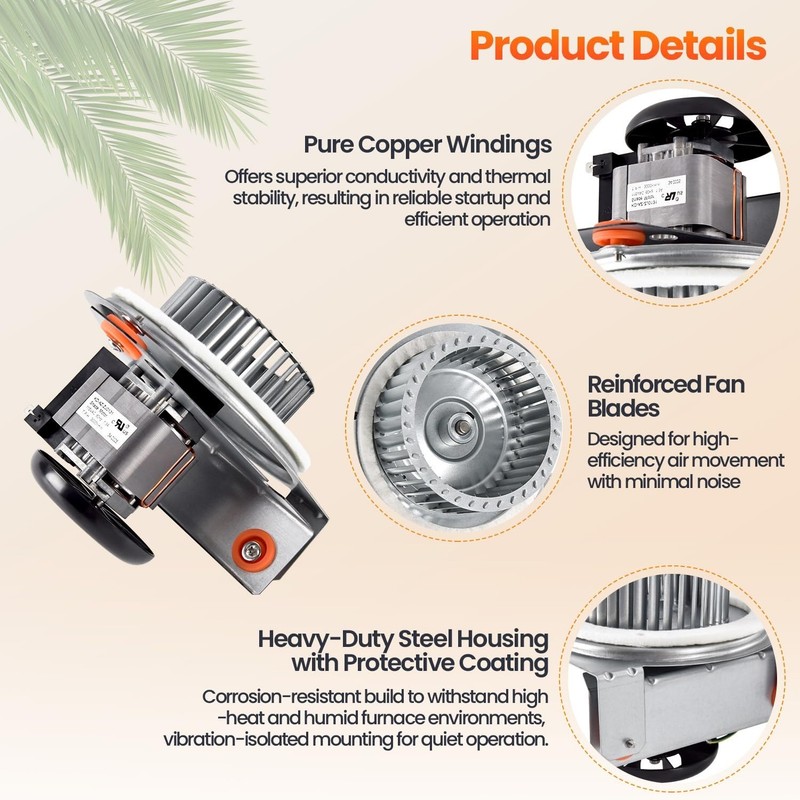 J238-150-1571, HC21ZE117-B Furnace Draft Inducer Blower Motor Assembly Compatibl gallery