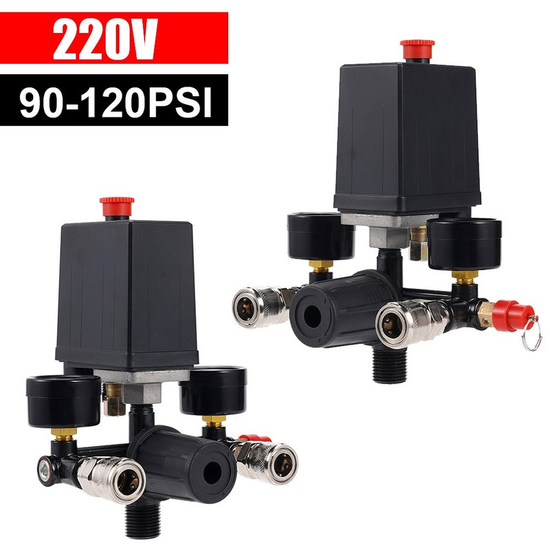 Air Compressor Pressure Control Switch Valve Manifold Regulator w/ Gauges Relief gallery