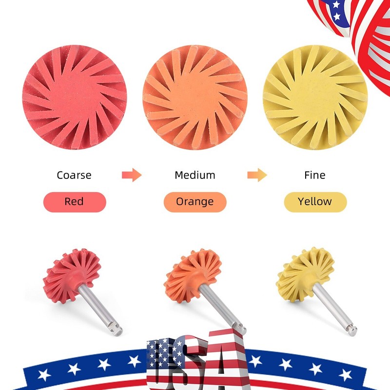 6Pcs AZDENT Dental Composite Polishing Wheels RA 2.35mm Burs Coarse/Medium/Fine