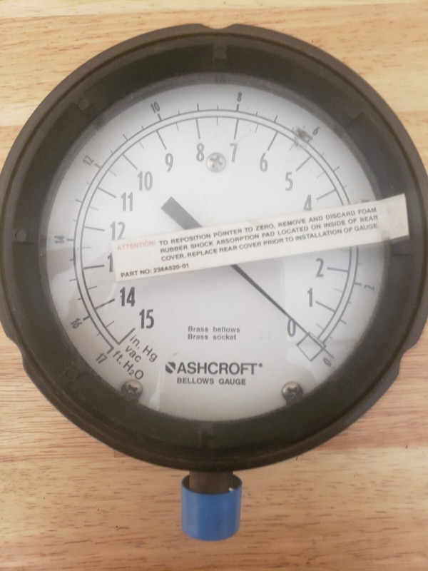 New ASHCROFT 1188 Brass Bellows Gauge 15 in. Hg Vac 17 ft. H20 – Free Shipping