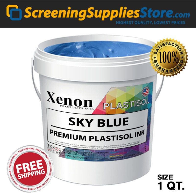 Xenon® – Sky Blue Plastisol Ink for Screen Printing – 1 Quart – 32oz