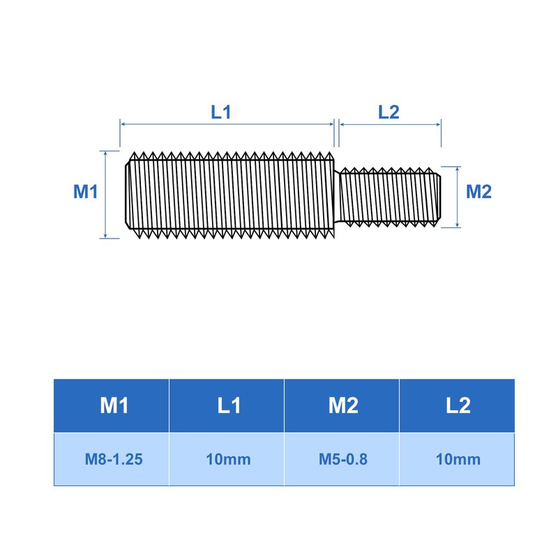8Pcs M5x10mm to M8x10mm Double End Threaded Stud 304 Stainless Steel Rods gallery