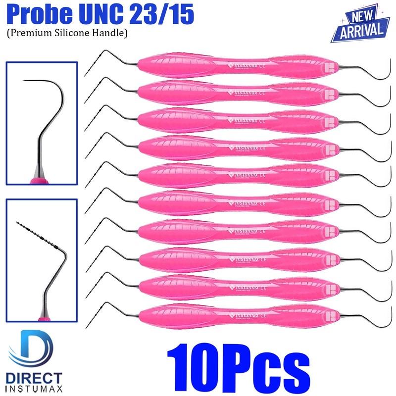 10Dental Perio Probe UNC 23/15 Explorer Silicone Handle Double Ended Instruments