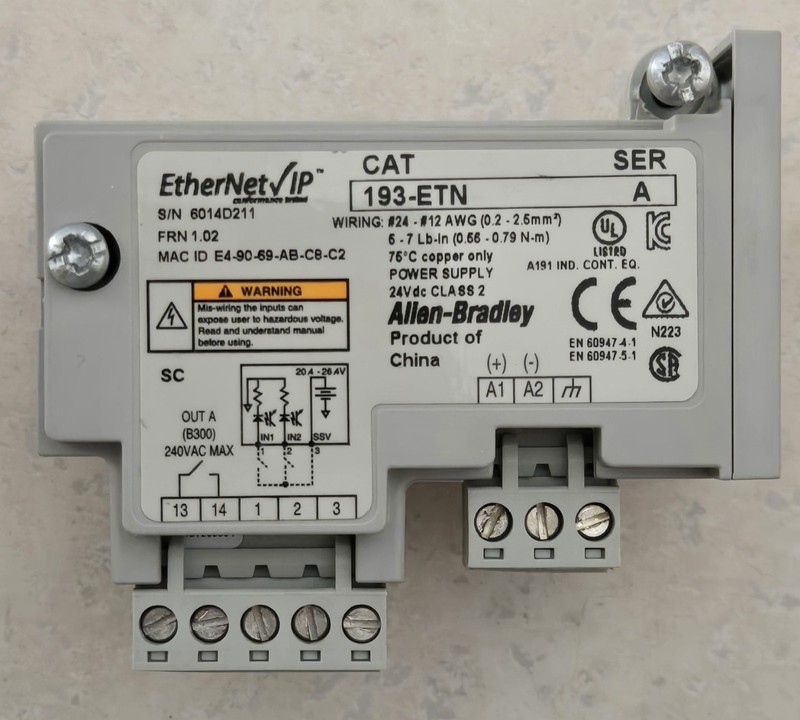 ALLEN BRADLEY 193-ETN Ethernet Communication Module (USED Tested Working)