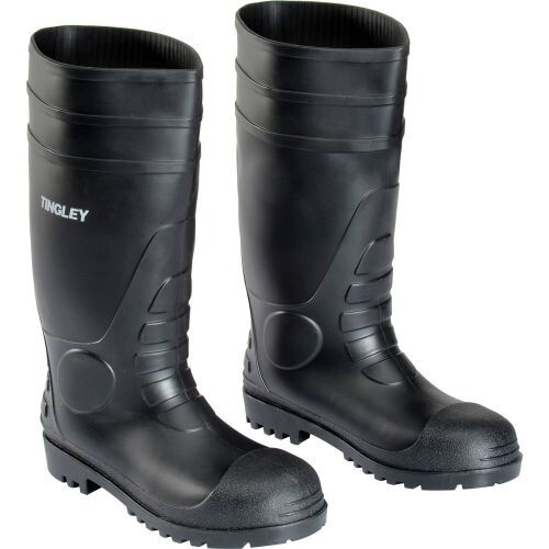 31251 Rubber Fishing Hunting Waterproof PVC Work Mud MENS BLACK BOOTS STEEL TOE gallery