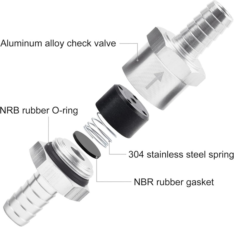 2x 10mm 3/8" Fuel Line Non-Return One Way Air Fuel Oil Check Valve Diesel Gas gallery