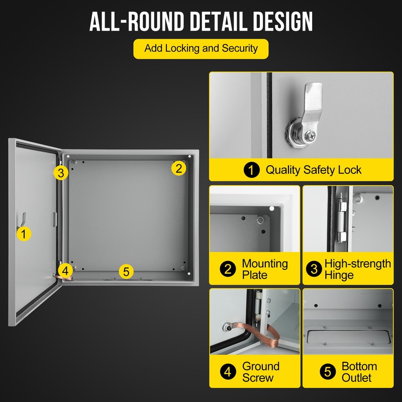 GARVEE Multi-Sizes IP66 Steel Electrical Enclosure Box w/ Lock & Waterproof Seal gallery