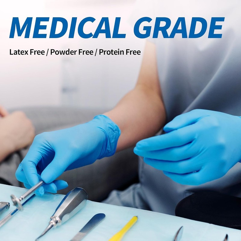 Disposable Vinyl Gloves, Food Safe, Latex-Free Powder-Free Blue Plastic Gloves gallery