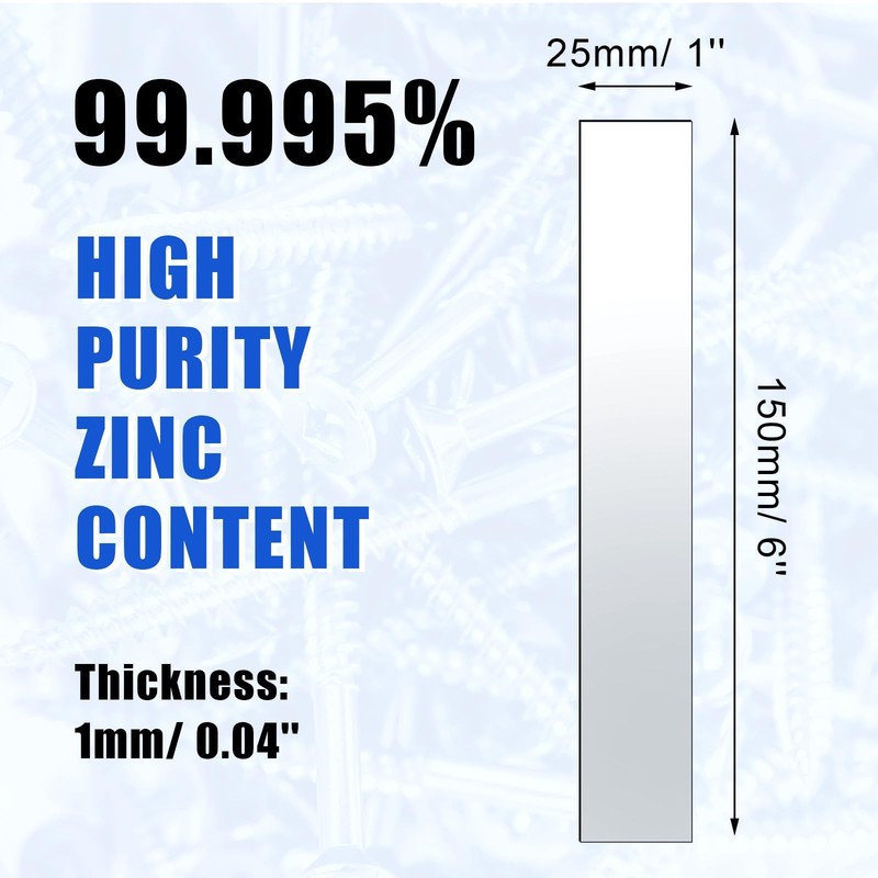 10 Pcs Pure Zinc Anode Sheet for Plating and Electroplating 0.04' 'x 1'' x 6'' gallery