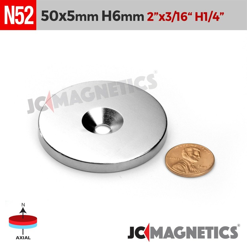 1pc 50mm x 5mm Hole 6mm N52 Countersunk Rare Earth Large Neodymium Magnet Ring