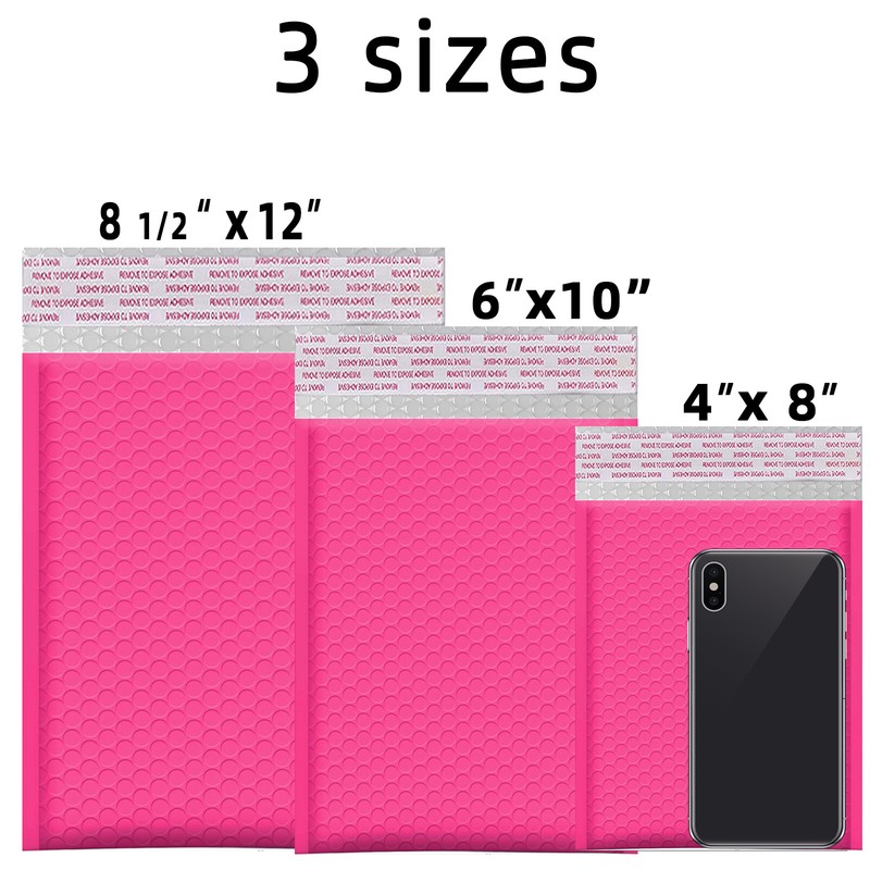 #000 4x8 (4x7) Poly Bubble Mailer Padded Envelope Shipping Bag Premium Hot Pink gallery