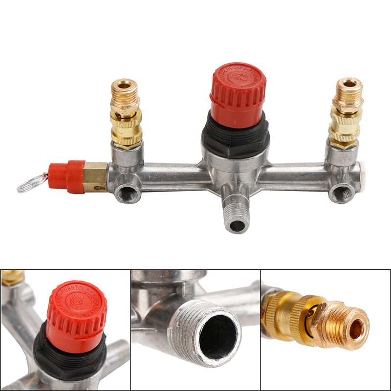 Air Compressor Pressure Valve Switch Control Manifold Regulator Gauges Tool' US gallery