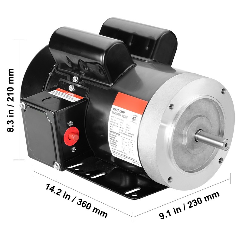 2HP Electric Motor 1725RPM AC 115V/230V 56C Frame 1-Phase 5/8" Keyed Shaft gallery
