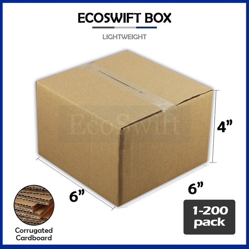 1-200 6x6x4 «EcoSwift» Cardboard Packing Mailing Shipping Corrugated Box Cartons