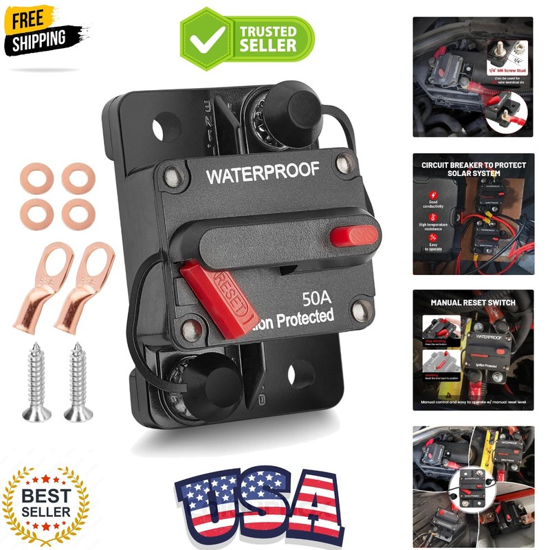 50A Amp Circuit Breaker for Boat Trolling Motor Marine ATV Vehicles Stereo Au…