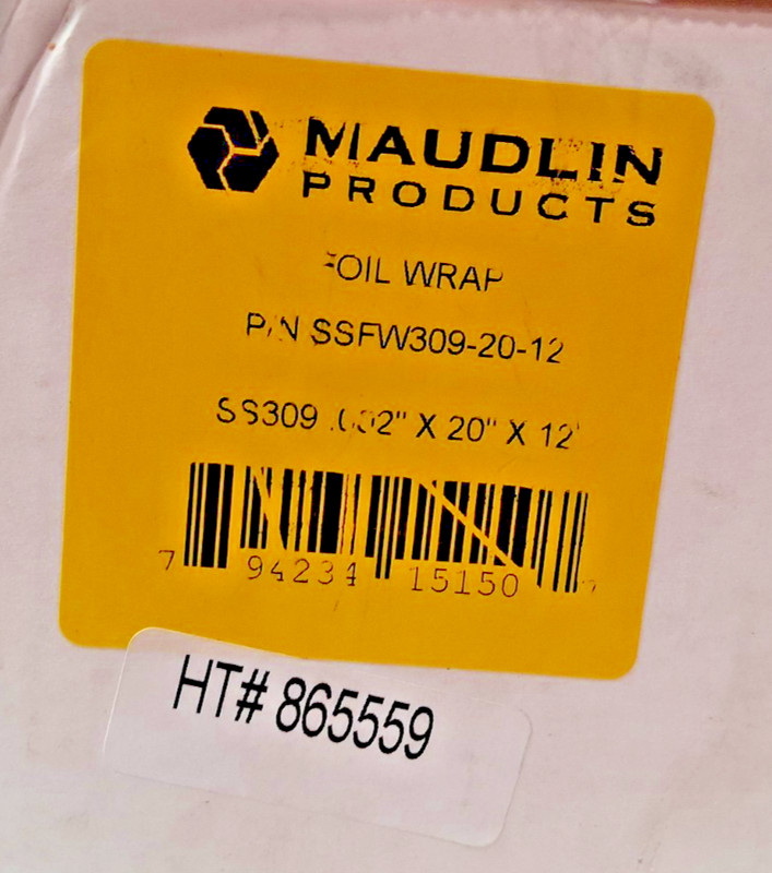 Maudlin Stainless Steel Tool Wrap 20"W 0.0020"Th 12'L SSFW309-20-12 gallery