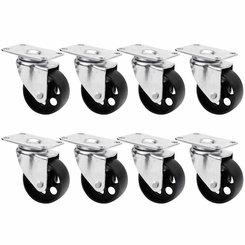 2/4/8pcs Swivel Casters 3"&3.5" Heavy Duty Steel Cast Iron Plate Casters Wheels gallery
