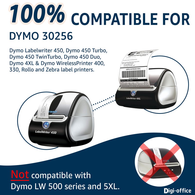 2-5/16" x 4" White Shipping Labels for Dymo 30256 LabelWriters XL/XL+ SE200 gallery