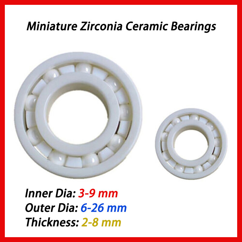 Full Ceramic I.D. 3mm-9mm Miniature Ball Bearings ZrO2 Zirconia White Premium